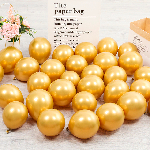 50 Balão Bexiga Metalizado Nº 5 Dourado Cromado Decoração De Festa e Comemorações em Oferta na Shopee