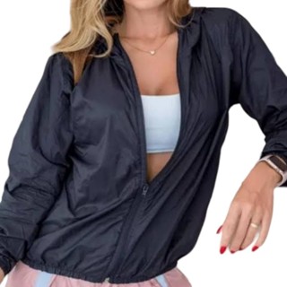 jaqueta Feminina Esportiva Corta Vento Com Capuz Blusa Para Academia em Oferta na Shopee