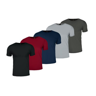 Kit 5 Camisa Masculina Treino Slim Gola Redonda Manga Curta Academia