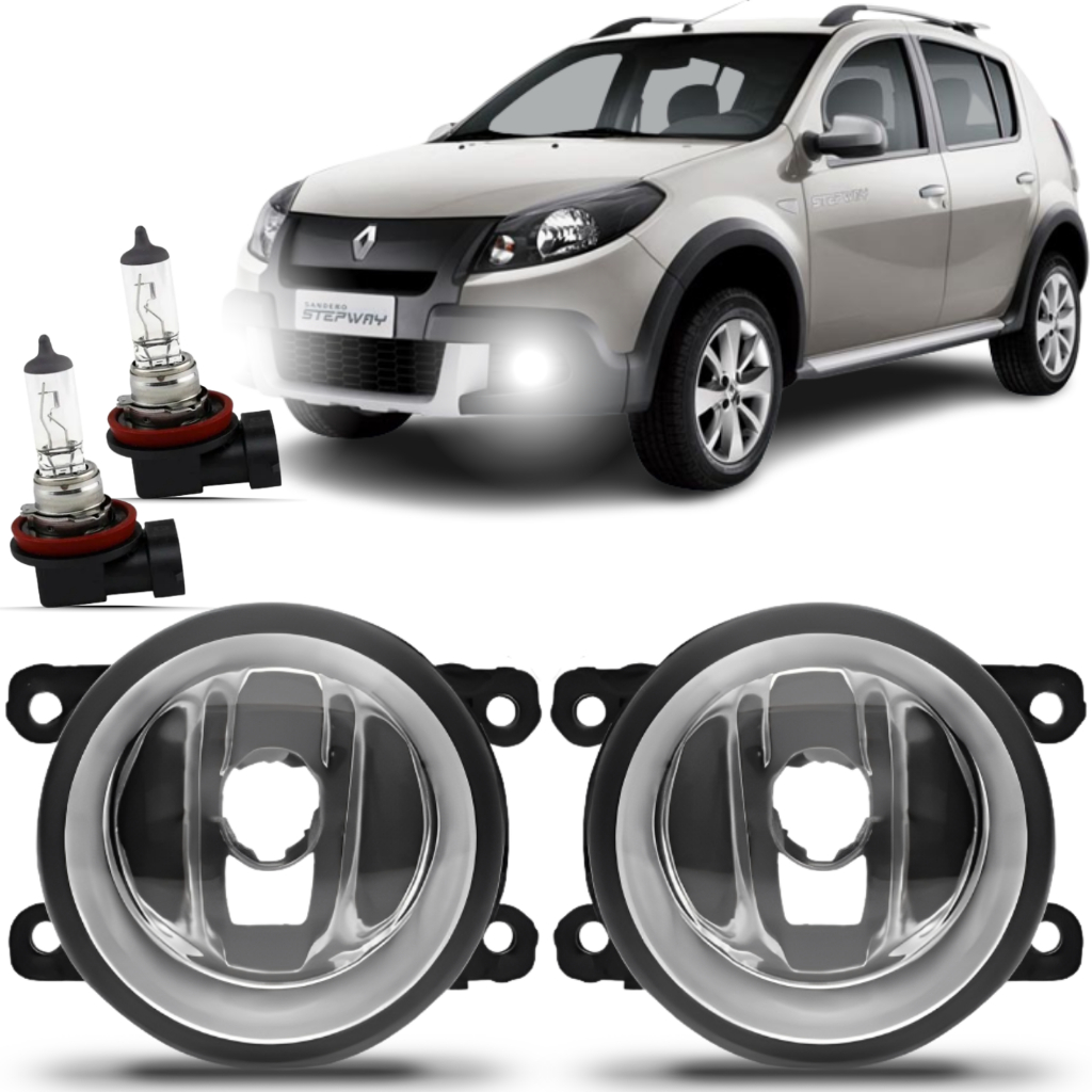 Par Farol Milha Sandero Stepway 2008 2009 2010 2011 2012 2013 2014 2016 + Lâmpada