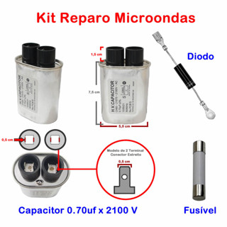 Kit Reparo Microondas Capacitor 0,70uf + Diodo + Fusivel