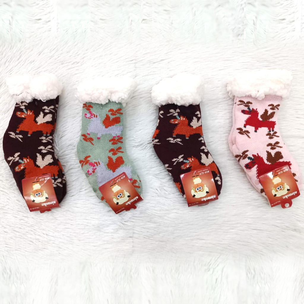 RWX VEST Meia infantil cano gatinho raposa fofas oinc porquinho semi anti derrap MEI03