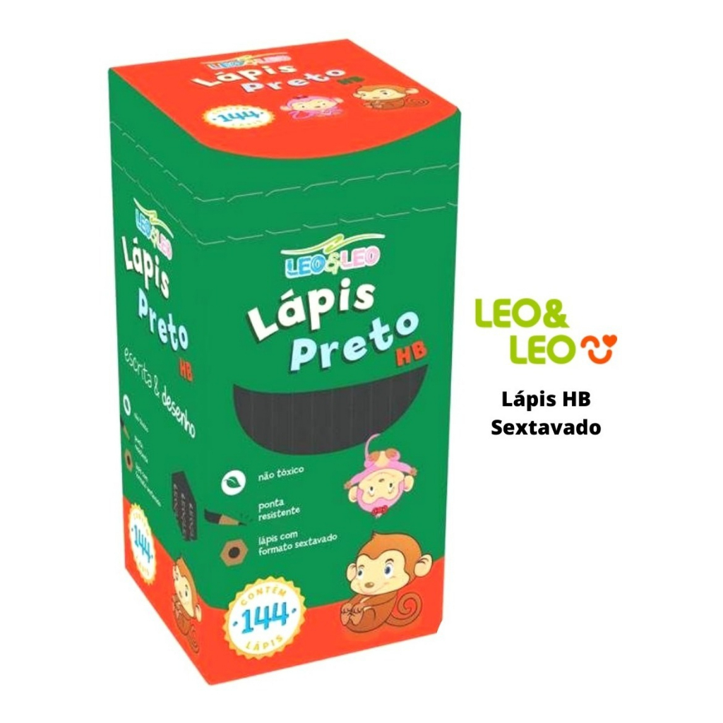 Caixa De Lapis De Escrever Hb Preto  Com 144 Lápis Leo E Leo Leonora