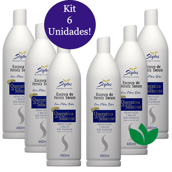 Kit 6 Unidades Escova de Verniz Serum 490mL Stylus