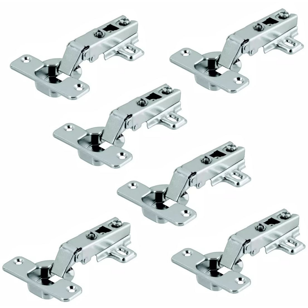 Kit 6 Dobradiça Reta Porta Armário Móveis 26mm C/ Calço