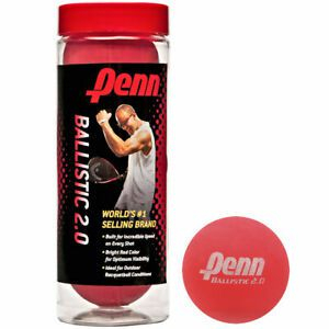 Bola Frescobol Penn Balistic 2.0 Vermelha Original  - Tubo 03 unidades