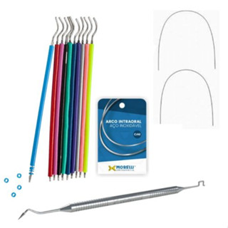 Kit Borracha de Aparelho Ortodôntico 10 Cores 1000 unid. + 2 Fios + Aplicador 30 Cores Disponiveis