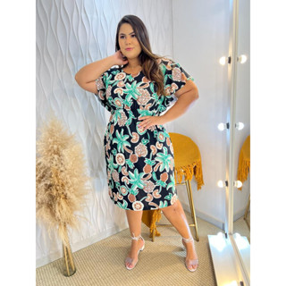 Vestido plus size liganete estampada