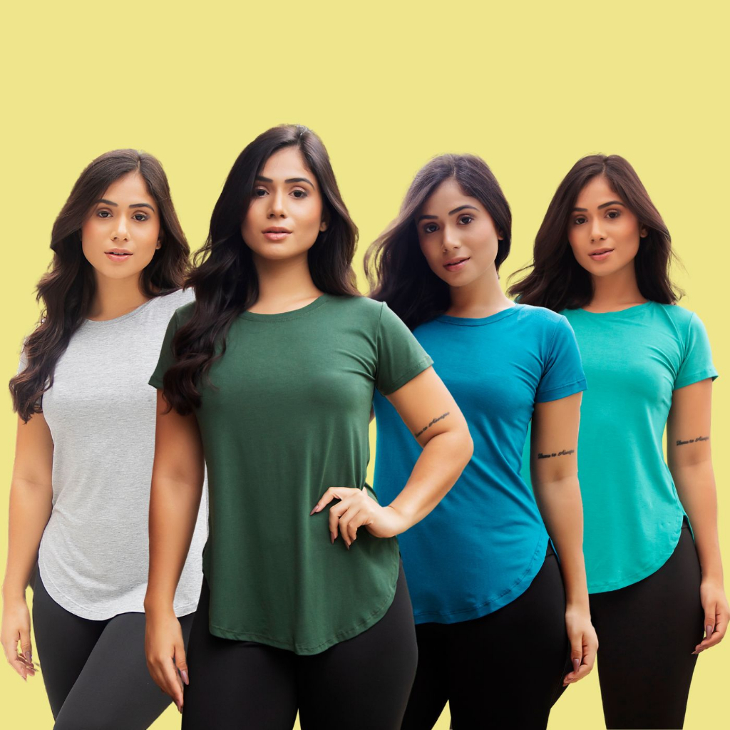 Kit 4 Blusas Fitness Feminina Tapa Bumbum Academia Sobre legging Super Leve Dia a Dia Passeio em Oferta na Shopee