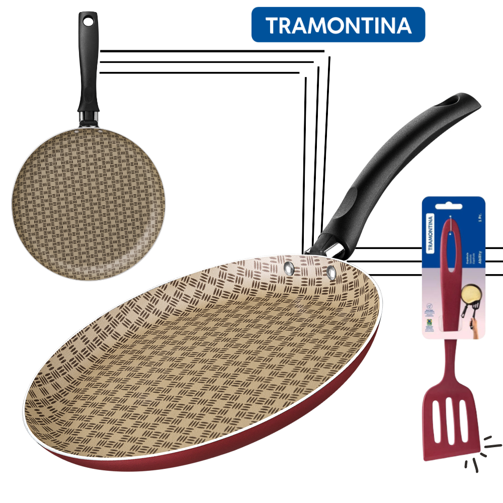 Kit Tapioqueira Panquequeira Antiaderente De 22 Cm Com Espátula Tramontina em Oferta na Shopee