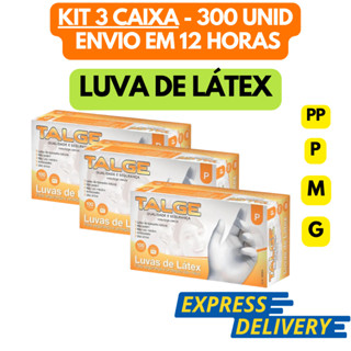 Kit 3 Luva Descartável Látex Com Pó Caixa com 100 Unidades Talge Inoven