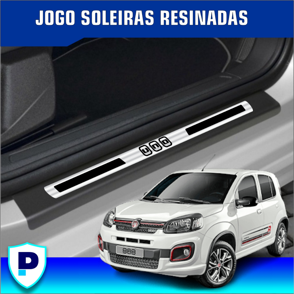 Jogo Soleira Fiat Uno Resinada Premium Kit 8 Peças