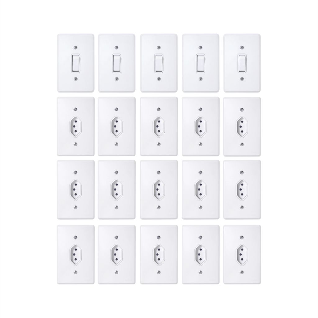 Kit 20 Tomadas e Interruptores (20 Peças) Kit Completo em Oferta na Shopee