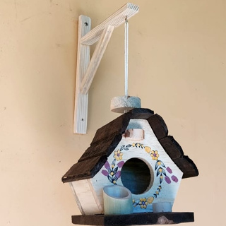 Kit Suporte e Casinha de Passarinho Crua Com Telhado e Base Preta  - Decoração - Jardim - Casa em Oferta na Shopee