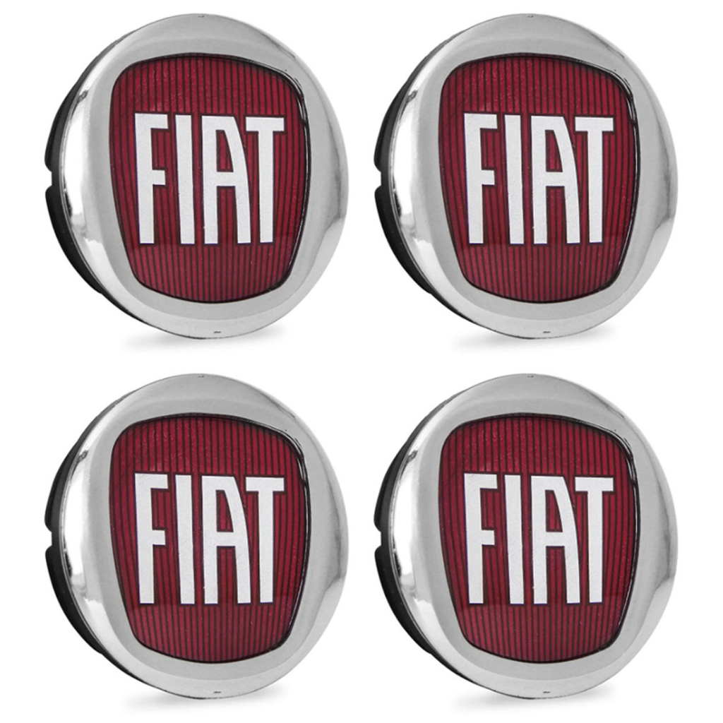 Kit 4 Calota Calotinha Centro de Roda Fiat Vermelha 49,6mm em Oferta na Shopee