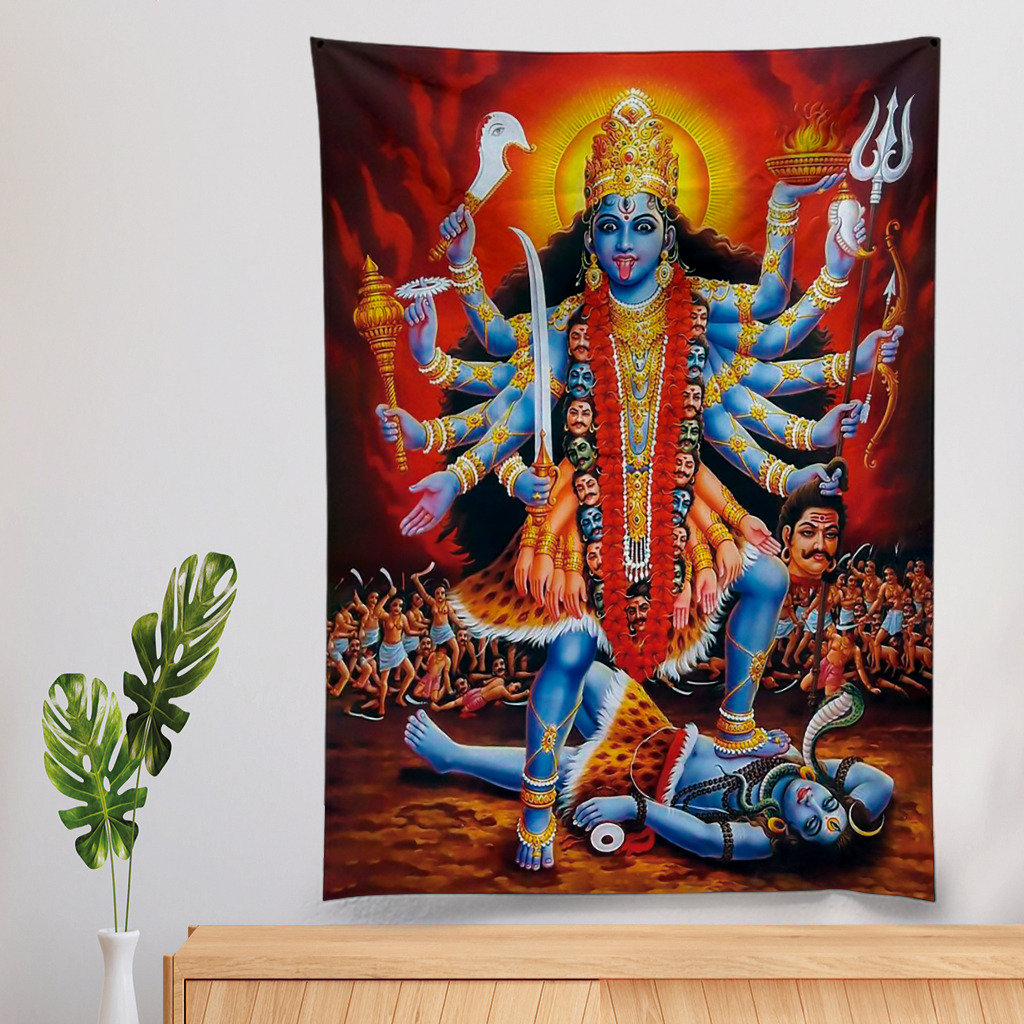 Kali tapeçaria de parede de Deusa Indiana / Yoga / Om / Ayahuasca / Sagrado Feminino / Xamanismo