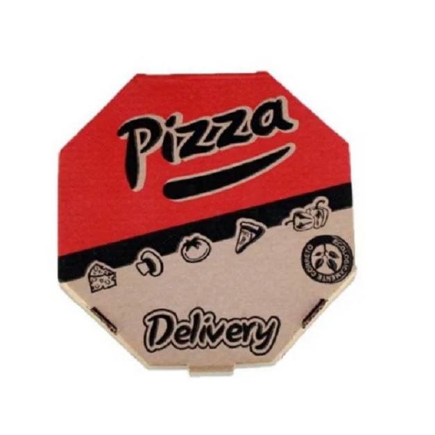 Caixa oitavada 25cm com 10 Unidades para pizza, esfihas, salgados, porções