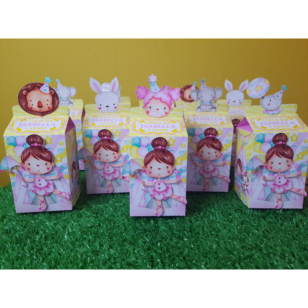 5 /10 / 20 Caixas Milk Circo Rosa Personalizado