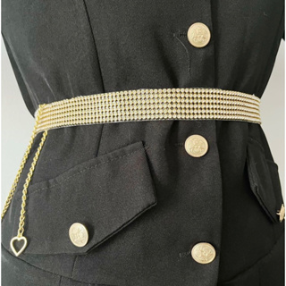 cinto feminino corrente com brilho dourado prata preto cinto para festa em Oferta na Shopee