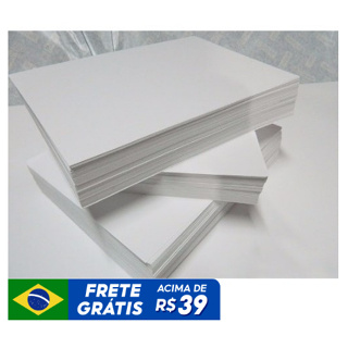 Papel Cartão DUPLEX 250g A4 - 21x29,7cm - 50 folhas -  1 lado branco brilho - 1 lado fosco pardo em Oferta na Shopee