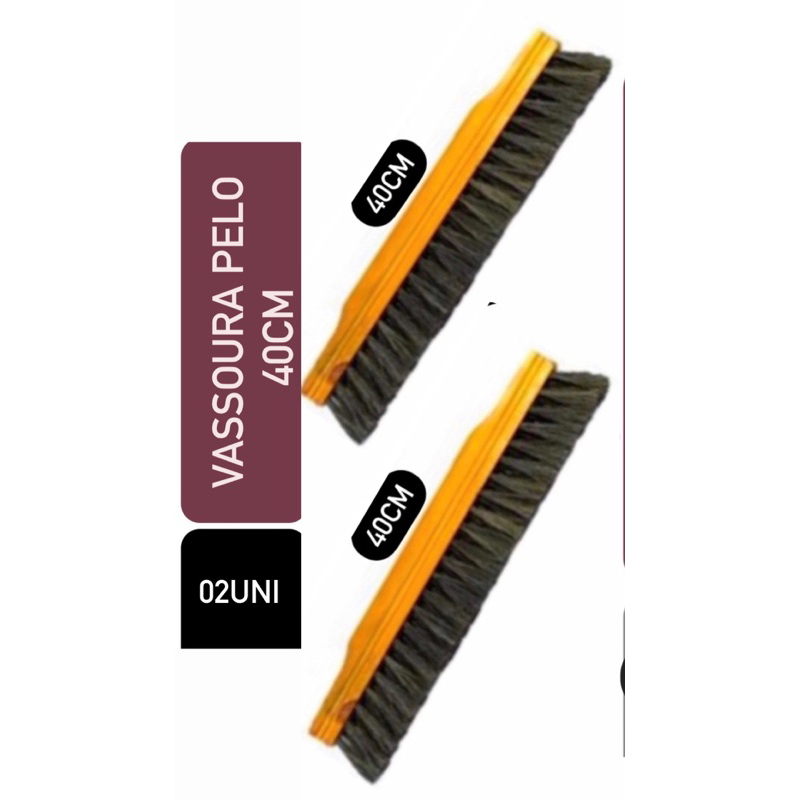 Vassoura Pelo Natural 40cm Crina Cavalo 2 Unidades