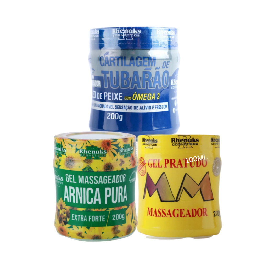 Kit Gel C/omega 3 Cartilagem De Tubarão/ Gel Pratudo/ Arnica 200ml