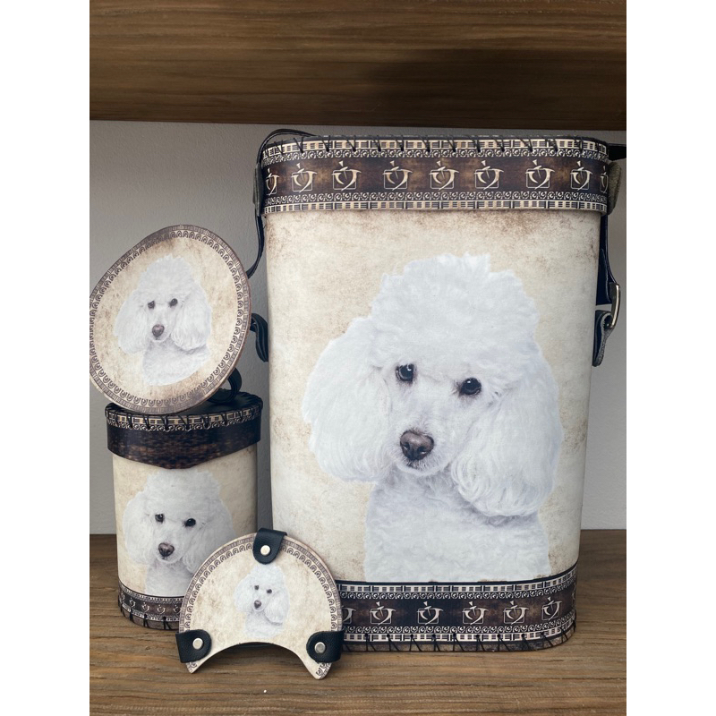 kit chimarrão Pet poodle Branco 1lt mateira+porta erva +cevador+tapa cuia