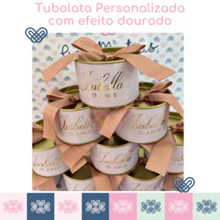 Latinha/Tubolata Personalizada com Efeito Dourado 7x5cm - Vários Temas