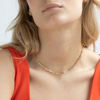 Cordão feminino Chocker Aço Inoxidável Banhado ouro 18k em Oferta na Shopee