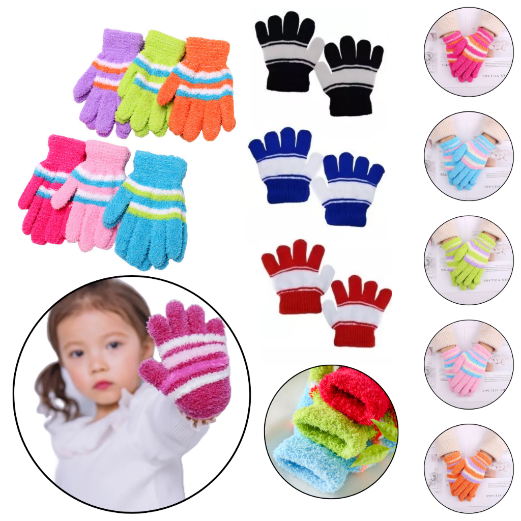 Luva de Lã Infantil Frio Inverno Par de Luva Criança Menino Menina