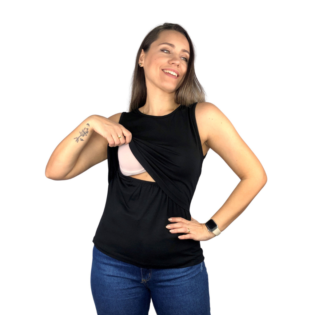 Blusa Amamentação Diversas Cores Viscolycra Premium Camiseta Regata Gestante Grávida Amamentar em Oferta na Shopee