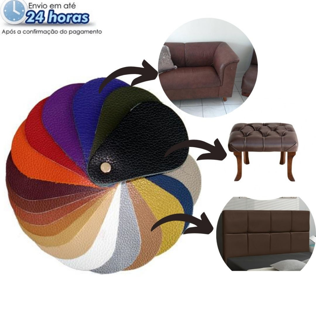 2 Metros - Tecido Corino Courino Preto Marrom e Diversas Cores Tapecaria Bolsas