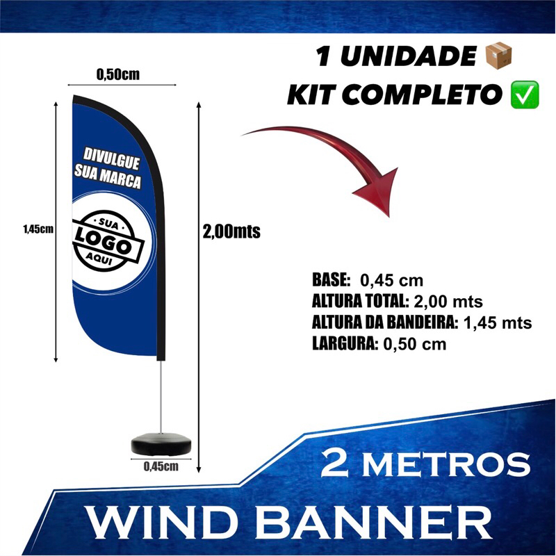 Wind Banner 2 metros Personalizado Empresa em Oferta na Shopee
