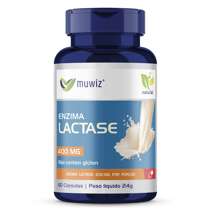 Lactase Muwiz 400mg 60 Cápsulas Original  P/ intolerancia a lactose Enzima