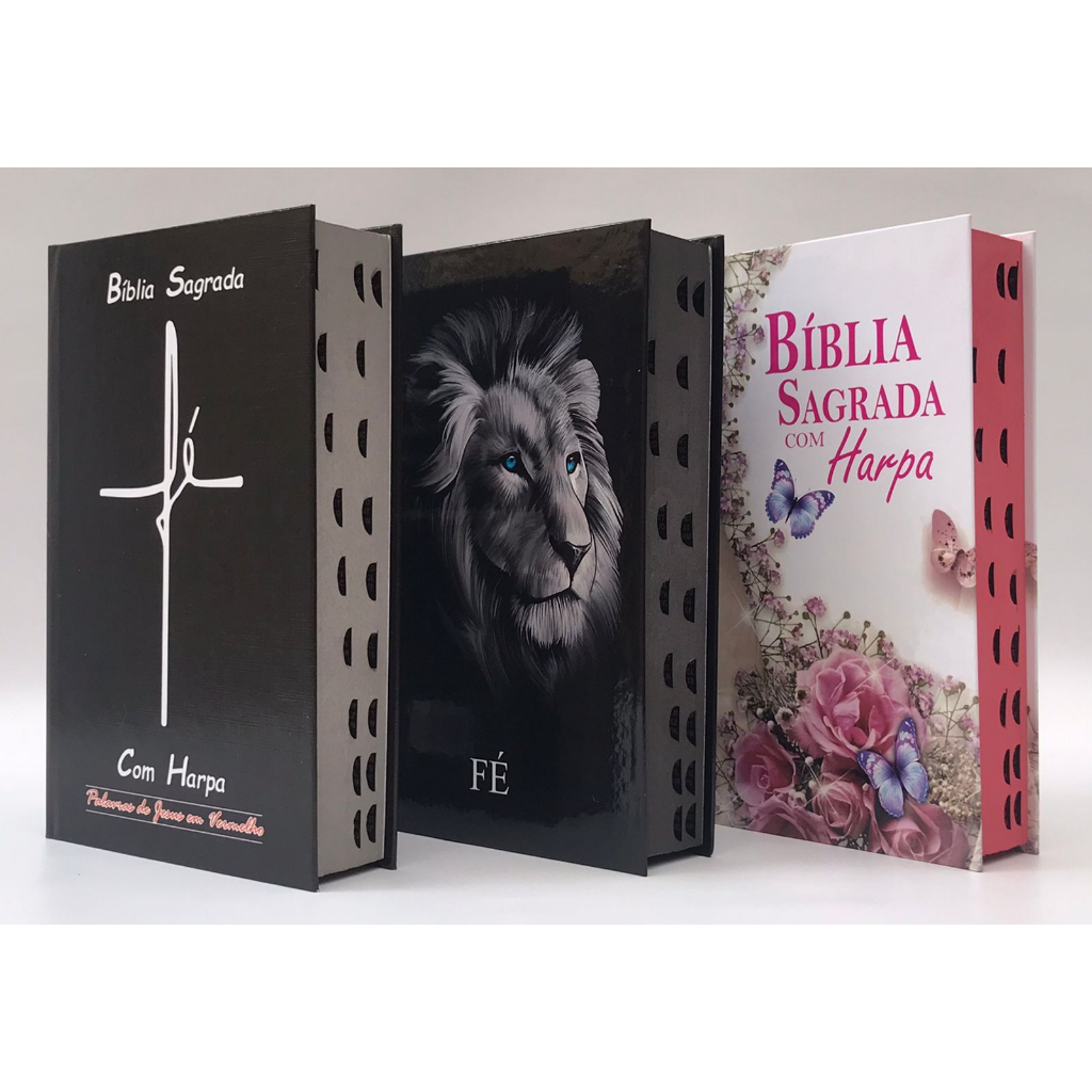 Kit com 3 Bíblias Sagrada Tamanho Grande com Harpa Palavras de Jesus em Vermelho Capa Dura (Kit B) - Books & Magazines