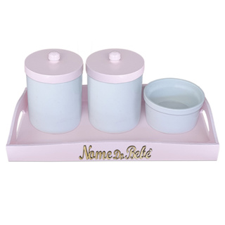 Kit Bebê Porcelana Bandeja Madeira Retangular Pronta Entrega na cor Rosa em Oferta na Shopee