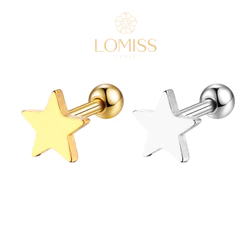 Piercing Helix Flat Conch Tragus Lóbulo Microbell Aço Cirúrgico 316L Pvd Estrela