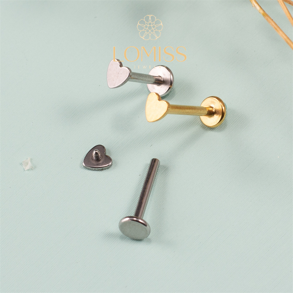 Piercing Helix Tragus Conch Boca Labret Aço Cirúrgico Rosca Interna Coração - Fashion Accessories