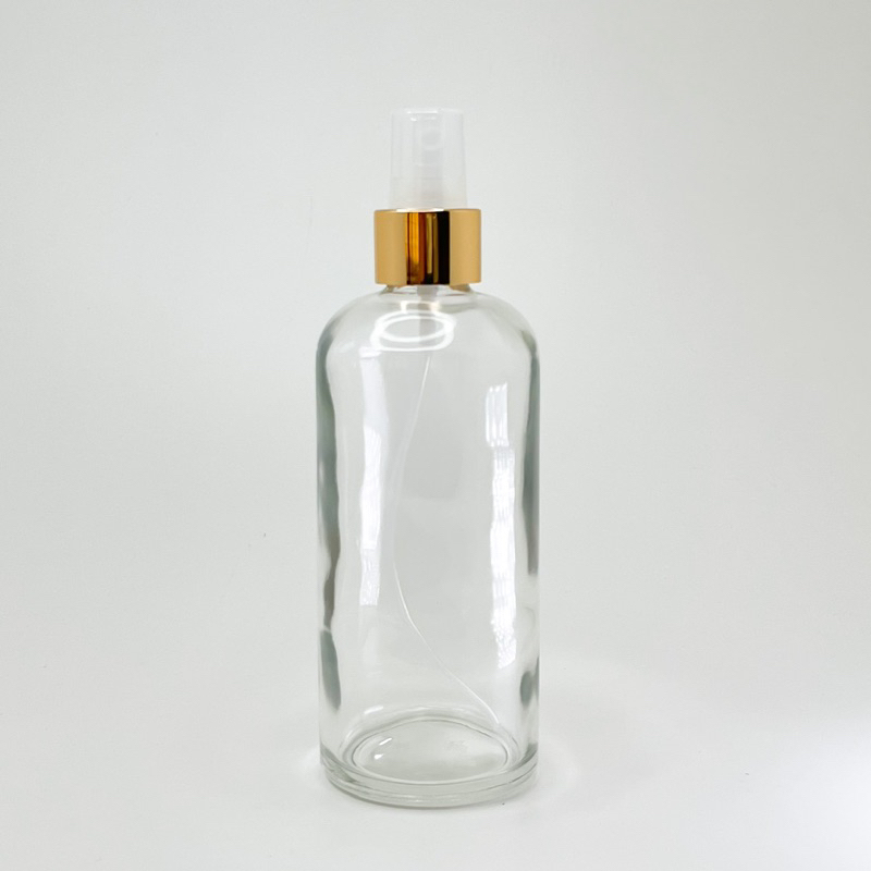 Kit 02 Frasco Vidro Tarot Cilíndrico Válvula Spray Luxo 250mL Transparente