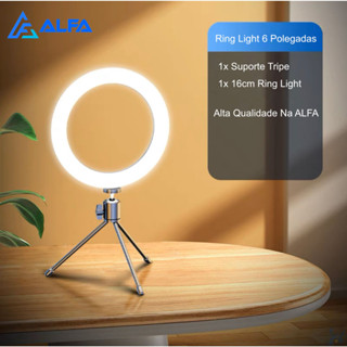Ring Light 6 Polegadas + Tripé De 16 Cm Right de Mesa Blogueira Portátil Luminária De Led