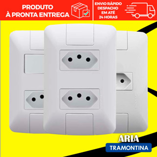 Tomadas 10a 20a Interruptores Tramontina Aria Apagador Paralelo/Simples 4x2 Monte seu kit