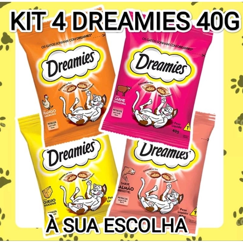 KIT 4 PETISCO GATO DREAMIES 40G