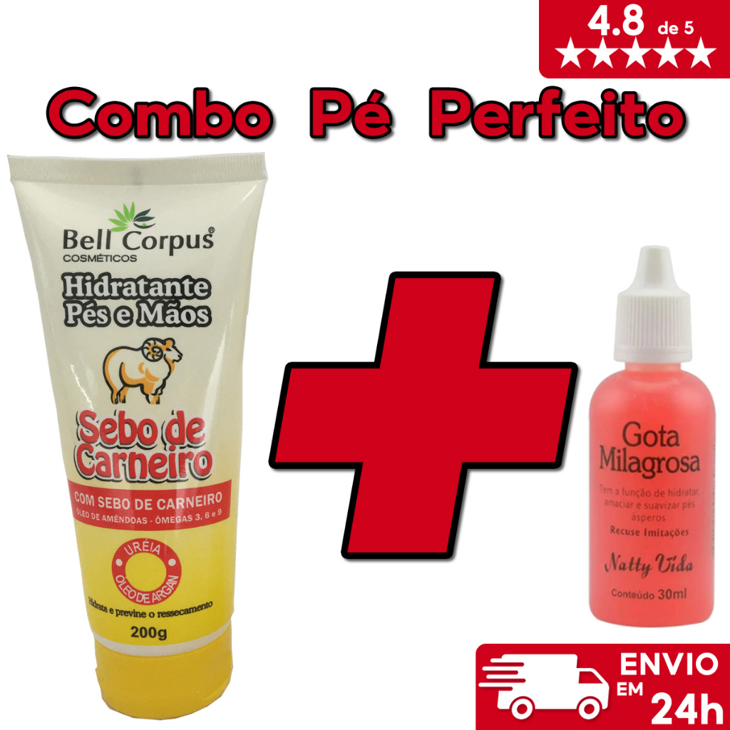 kit Sebo de Carneiro e Gota Milagrosa - Bell Corpus e Natty Vida - Tratamento para Rachaduras
