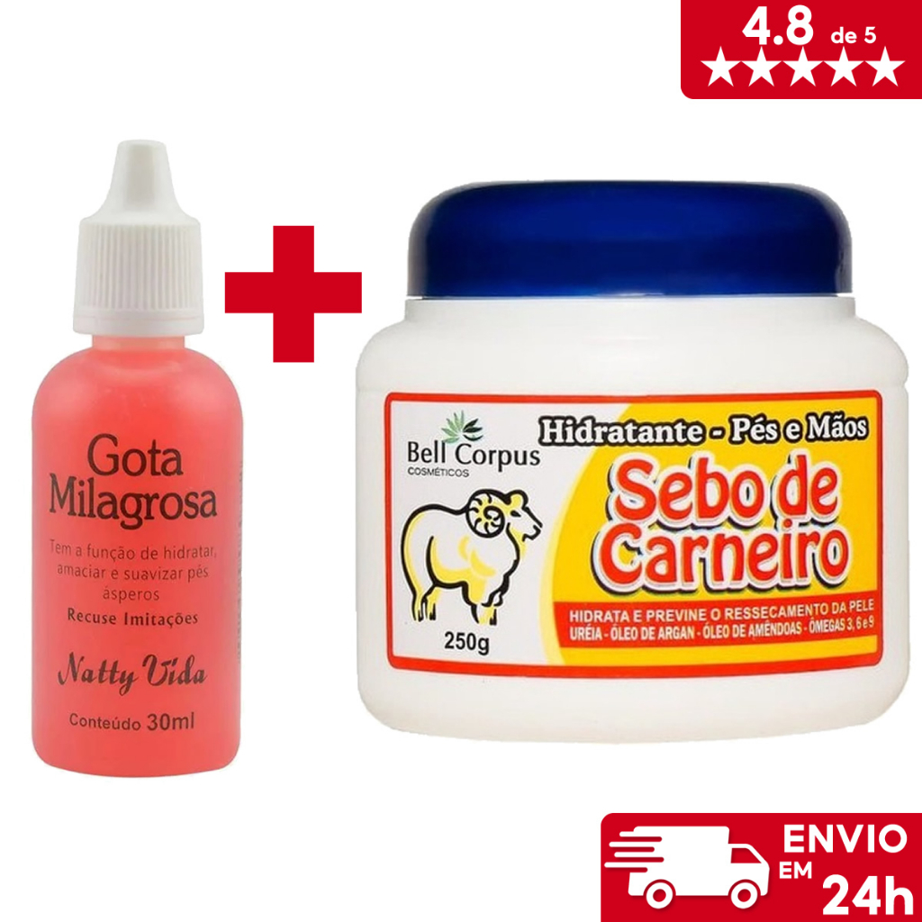 Kit para Rachadura nos Pés Gota Milagrosa + Sebo de Carneiro Bell Corpus