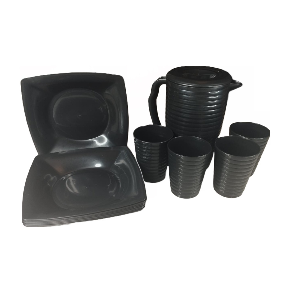 Kit 10 Pratos Fundos + Jarra 1,8L + 4 Copos Em Plástico - Festas Refeições em Oferta na Shopee