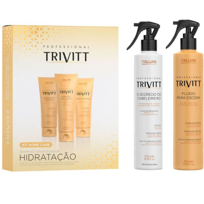 Kit Itallian Trivitt Com Hidratação Intensiva+ Fluido Para Escova E Segredo Do Cabeleireiro Reconstrutor Instatâneo