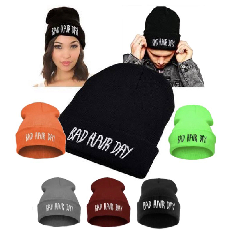 Touca Gorro Beanie Bordado Frase Bad Hair Day Tumblr Swag Hype Skate Unissex Inverno Várias Cores