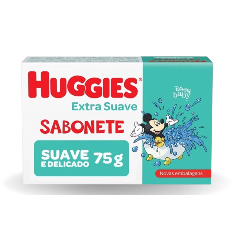 12 Sabonetes Infantil Barra Extra Suave Disney Baby Huggies Caixa 75g proteção hipoalergico