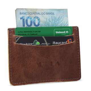 carteira masculina pequena porta cartão 100% couro
