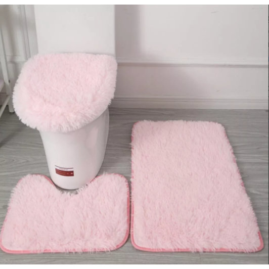 Jogo De Tapete Para Banheiro Antiderrapante Felpudo 3 Peças